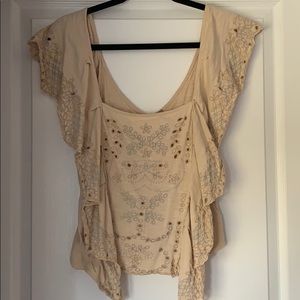 Free people tan ruffle top